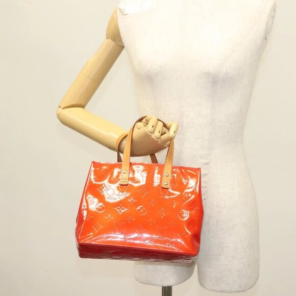LOUIS VUITTON Monogram Vernis Reade PM Hand Bag Red Rouge M91088 LV Auth 140205 - Picture 1 of 16